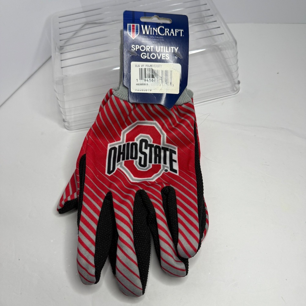 Ohio State Buckeyes Gloves WinCraft Sport Utility Gripper Red Gray